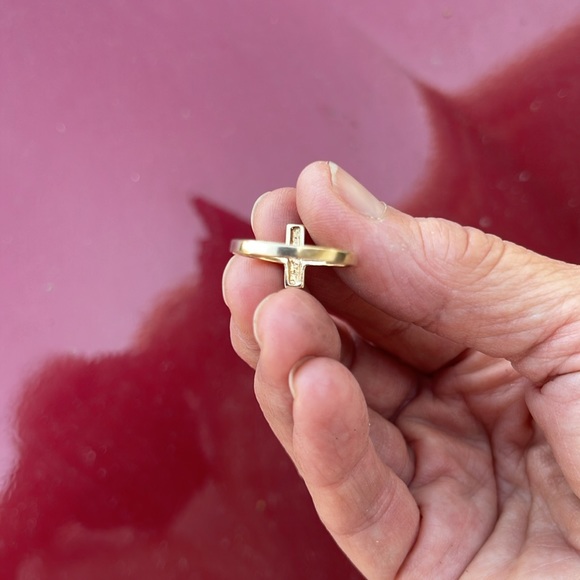 White Gold & Yellow Gold 10k Cross Ring - Picture 5 of 5